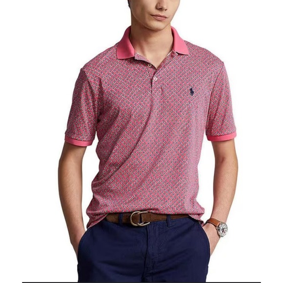 Polo Ralph Lauren Other - Polo‎ Ralph Lauren 2XB Polo Shirt Pink Geometric Print Short Sleeve Cotton Tall